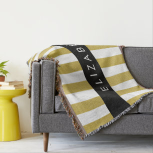 Guld Rand, stripe Mönster, Linjer, ert namn Filt