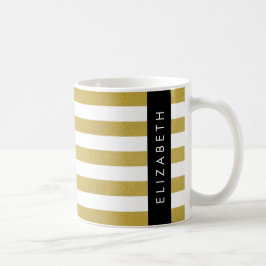 Guld Rand, stripe Mönster, Linjer, ert namn Kaffemugg