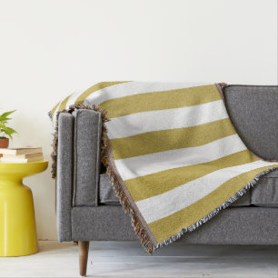 Guld Rand, Vita Rand,, Stripe Mönster Filt