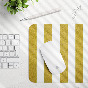 Guld Rand, Vita Rand,, Stripe Mönster Musmatta