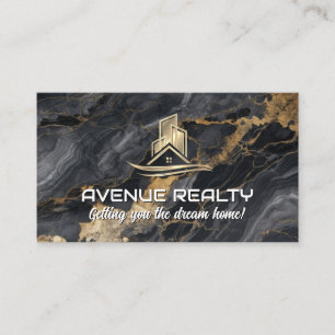 Guld Real Gods Egendom Logotyp Lux Marble Visitkort