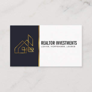 Guld Real Gods Egendom Logotyp Visitkort