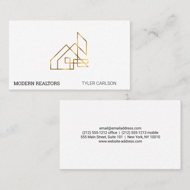 Guld Real Gods Modern Logotyp Visitkort (Fram/baksida)