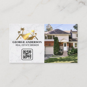 Guld Realtor Logotyp Levnadslokal QR-kod Visitkort
