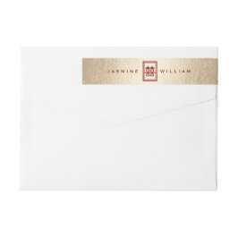 Guld Rectangle Dubbla Happity Chinese Bröllop Etikettband
