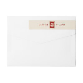 Guld Rectangle Dubbla Happity Chinese Bröllop Etikettband