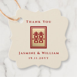 Guld Rectangle Dubbla Happity Chinese Bröllop Gi Gåvor Etiketter