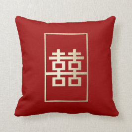 Guld Rectangle Dubbla Happity Chinese Bröllop Kudde