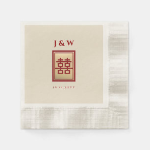 Guld Rectangle Dubbla Happity Chinese Bröllop Pappersservett