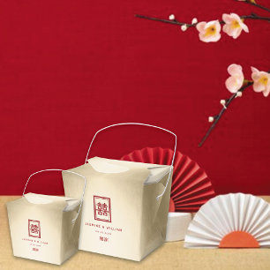 Guld Rectangle Dubbla Happity Chinese Bröllop Presentaskar
