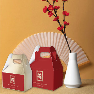Guld Rectangle Dubbla Happity Chinese Bröllop Presentaskar