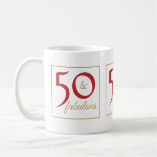 Guld Red 50 & Fabulous Birthday Kaffemugg