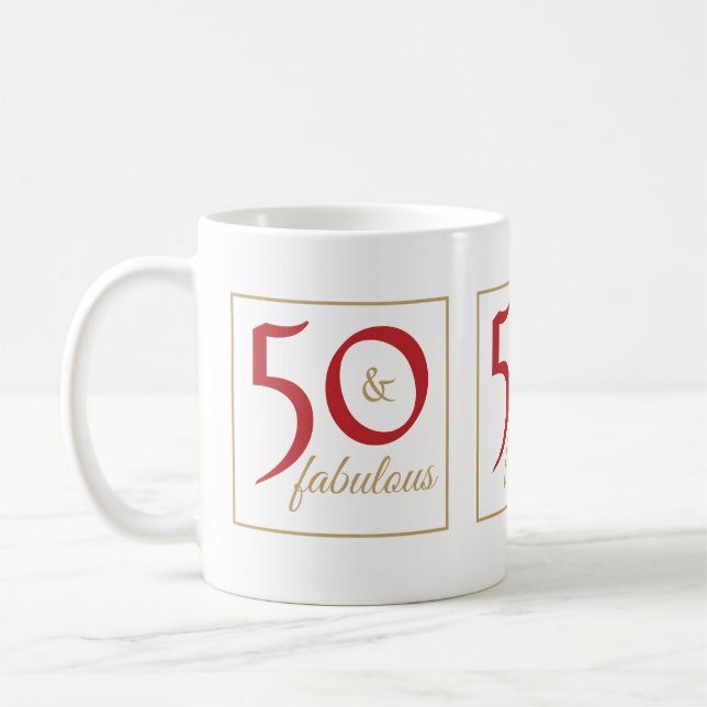 Guld Red 50 & Fabulous Birthday Kaffemugg (Vänster)