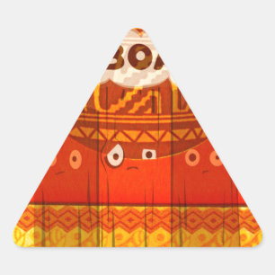 Guld Red African Traditional Färg Print Triangelformat Klistermärke