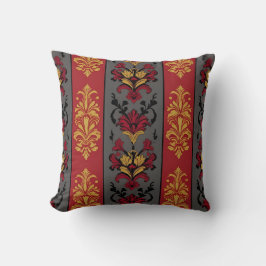 Guld Red and Black Damask Stil Cushion Kudde