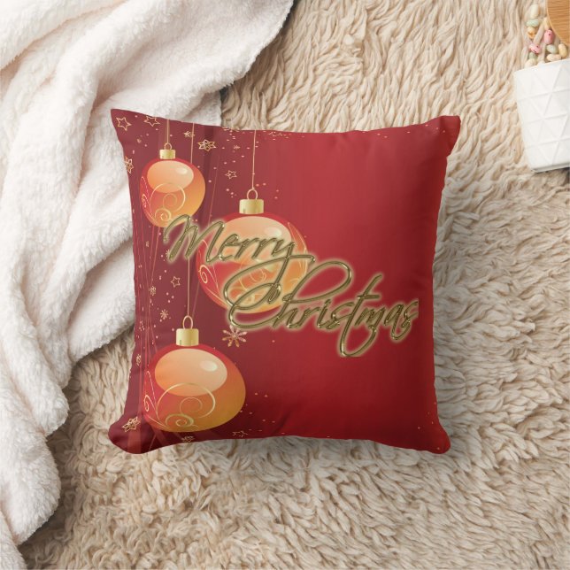 Guld Red Baubles God jul Pillow Kudde (Filt)