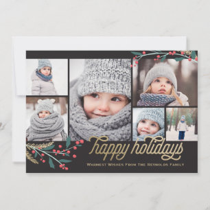 Guld Red Berries 6 Photo Collage   GLAD HELG Julkort