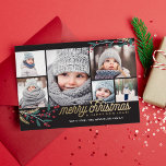 Guld Red Berries 6 Photo Collage | GOD JUL Julkort<br><div class="desc">Det här nyfikna och festliga 6-fotokortet har en fotokollage,  vinbär och säger God jul och Gott nytt år!</div>