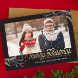 Guld Red Berries Photo Ram | GOD JUL Julkort<br><div class="desc">Det här vismliga och festliga julkortet för helgdag innehåller ett foto av ram,  vinbär och säger God jul och Gott nytt år!</div>