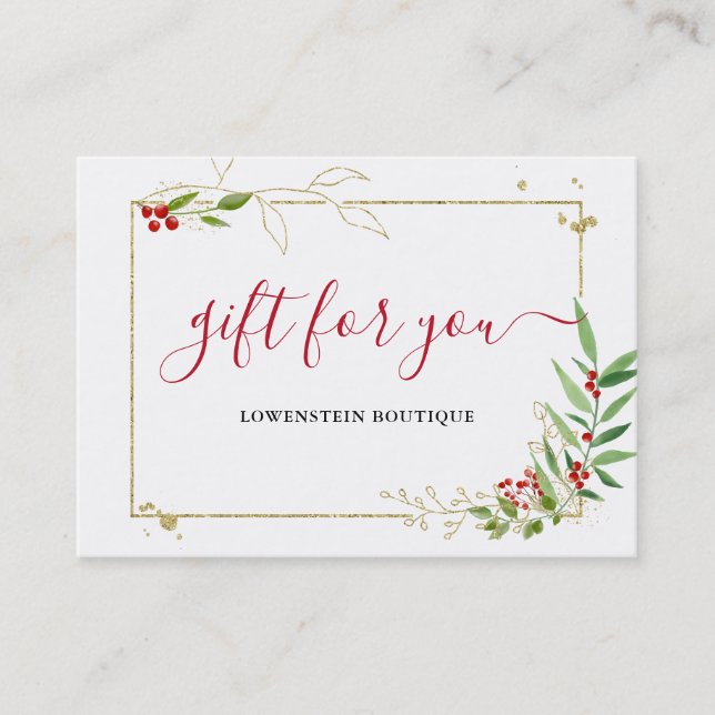 Guld Red Berry jul-Helgdag-presentkort Rabattkort (Framsida)