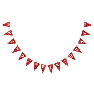 Guld Red Diamonds Luxury Birthday Bunting Flaggor