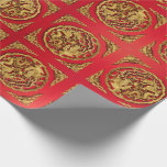 Guld Red Dragon Phoenix Chinese Wedding Favor Presentpapper<br><div class="desc">Förbättra dina bröllopsgåvor med vår lyxiga Guld Red Dragon Phoenix Chinese Wedding Favor Wrapping Papper. Denna utsökta papper visar på den berömda draken och foenixsymbolerna i det förbluffande guld och det röda färg, som symboliserar välstånd och harmoni i den kinesiska kulturen. Den här pappra inslagningen är utformad med material av...</div>