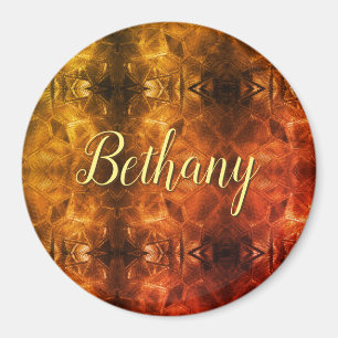 Guld Red Elegant Textured Glass Se eget namn Magnet