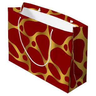 Guld & Red Giraffe Mönster Large Gift Bag