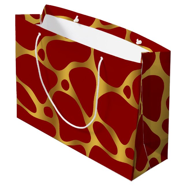 Guld & Red Giraffe Mönster Large Gift Bag (Baksidan Vinklad)