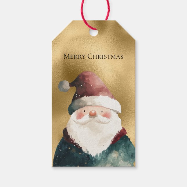 Guld Red Grönt, Jultomten Presentetikett (Framsidan)