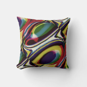 Guld Red Grönt Violet Black Diagonal Circles Kudde