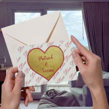 Guld Red Heart Cute Elegant Vintage Valentines day