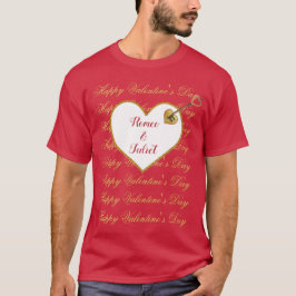 Guld Red Heart Romantik Cute Modern Valentines day T Shirt