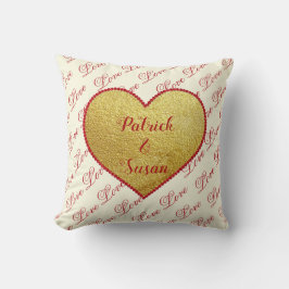 Guld Red Heart Typography Elegant Valentines day Kudde