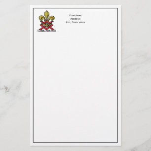 Guld Red Heraldic Vapensköld Fleur de Lis Emblem Brevpapper