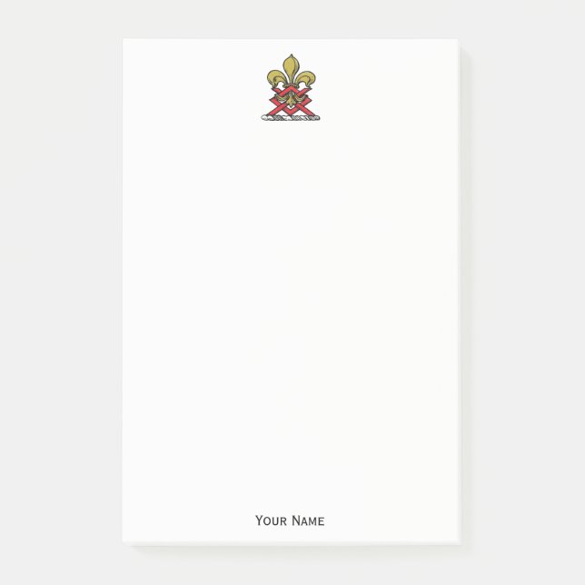 Guld Red Heraldic Vapensköld Fleur de Lis Emblem Post-it Block (Framsida)