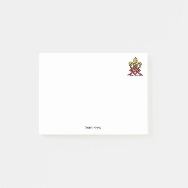 Guld Red Heraldic Vapensköld Fleur de Lis Emblem Post-it Block (Framsida)