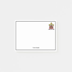 Guld Red Heraldic Vapensköld Fleur de Lis Emblem Post-it Block
