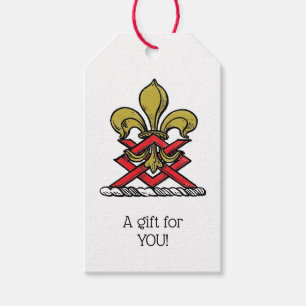 Guld Red Heraldic Vapensköld Fleur de Lis Emblem Presentetikett