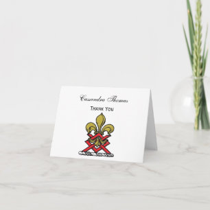 Guld Red Heraldic Vapensköld Fleur de Lis Emblem Tack Kort