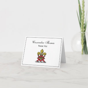 Guld Red Heraldic Vapensköld Fleur de Lis Emblem Tack Kort