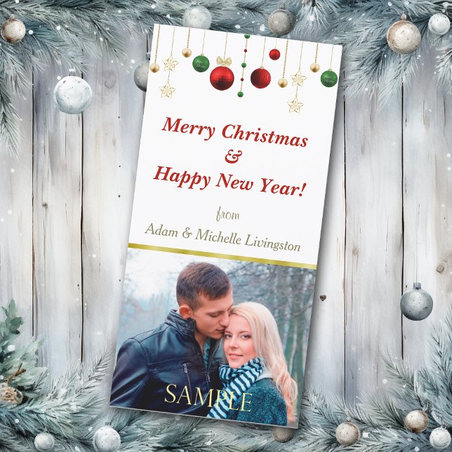 Guld Red jul Boll Julkort (Skapare uppladdad)