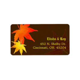 Guld & Red Maple Bröllop Adress Adressetikett