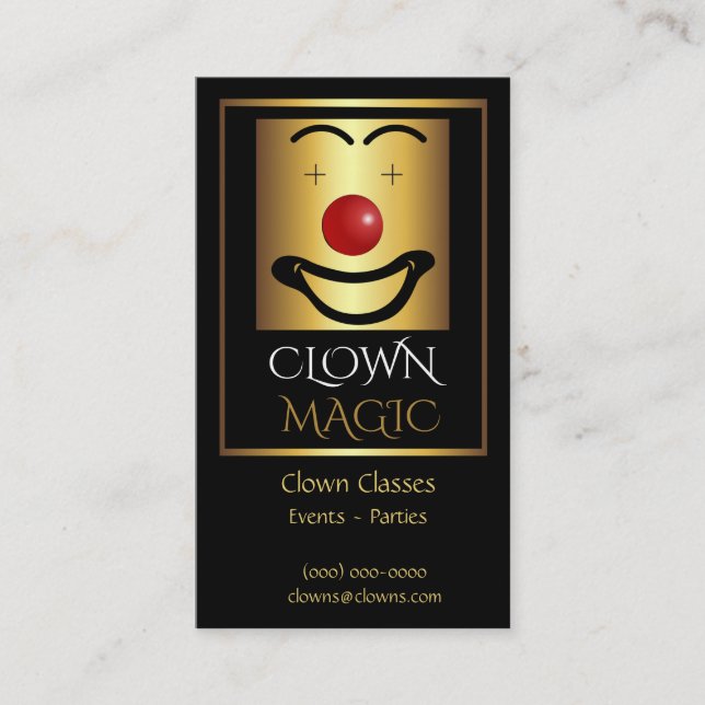 Guld Red Nose Clown Logotyp Visitkort (Framsida)