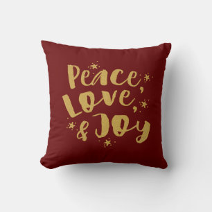 Guld Red Peace Kärlek och Joy Jul Kudde