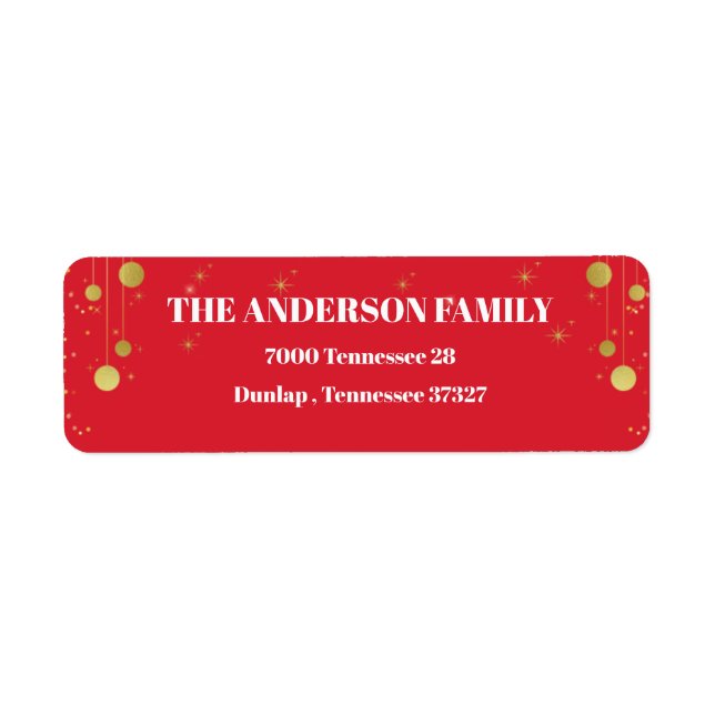 Guld Red Retro Returadress Etikett (Framsidan)