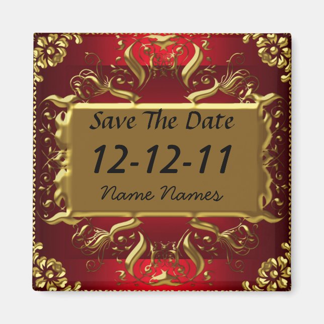 Guld Red Save Date Red Magnet (Framsidan)