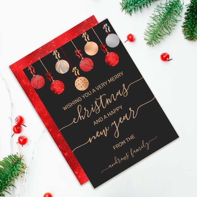 Guld Red Silver Glitter Hanging Ornament jul Julkort (Skapare uppladdad)