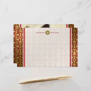Guld Red Simple Dubbla Happity China Bröllop Brevpapper