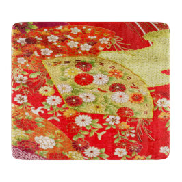 Guld Red Traditional Japansk Blommigt Flowers Glas